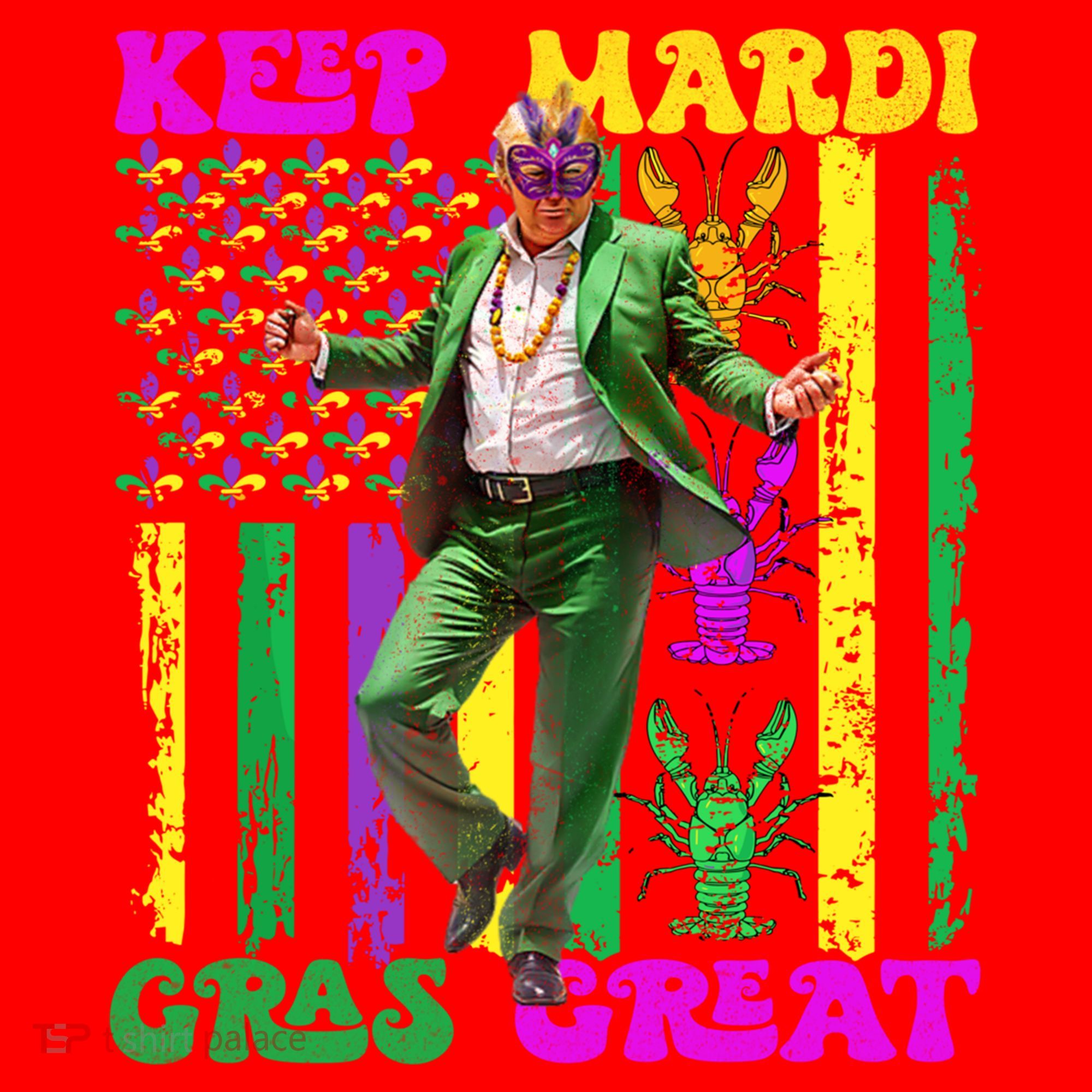 Funny Mardi Gras Donald Trump Dance American Flag Crawfish Gift Santa Hat