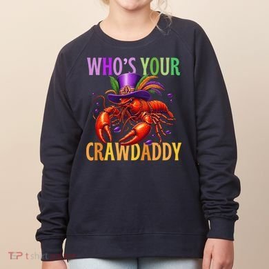 Funny Mardi Gras Crawfish With Beads And Feathers Women's Sweatshirt
