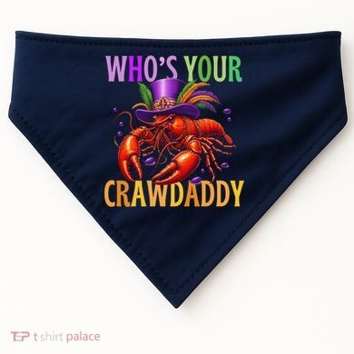 Funny Mardi Gras Crawfish With Beads And Feathers USA-Made Doggie Bandana