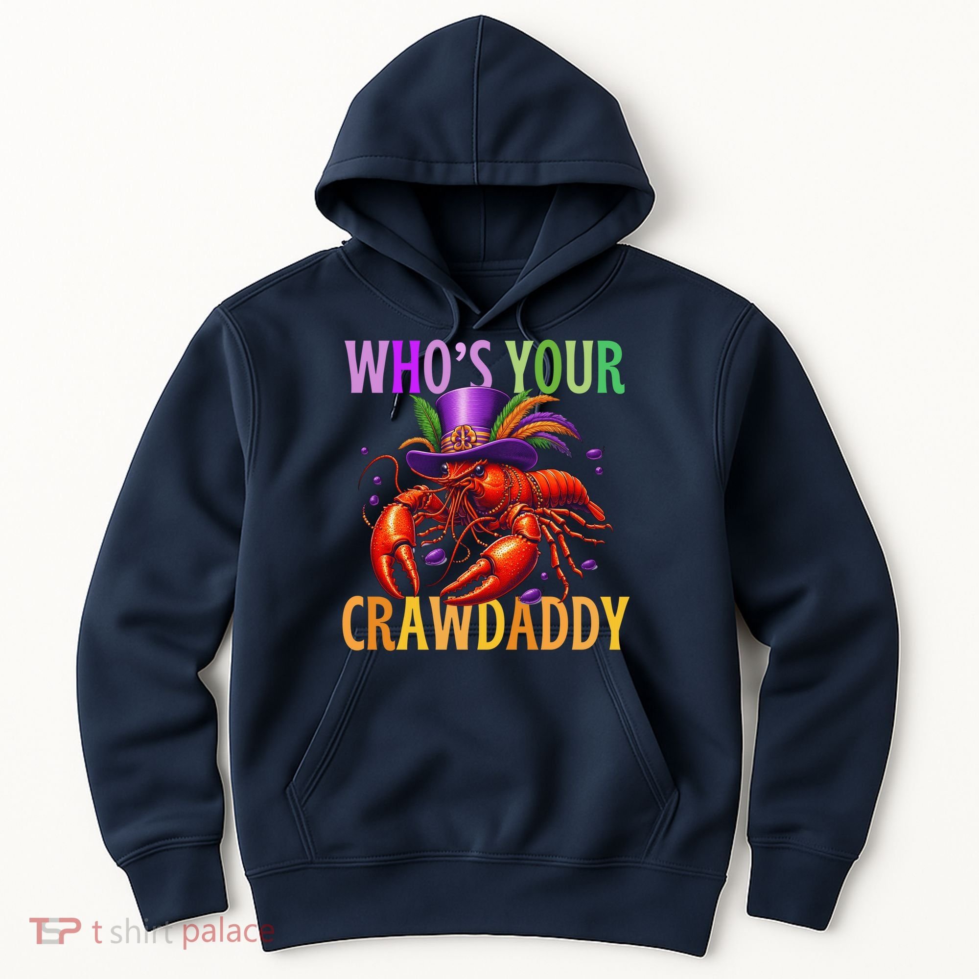 Funny Mardi Gras Crawfish With Beads And Feathers Hoodie