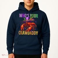 Funny Mardi Gras Crawfish With Beads And Feathers Hoodie thumb 2