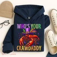 Funny Mardi Gras Crawfish With Beads And Feathers Hoodie thumb 4