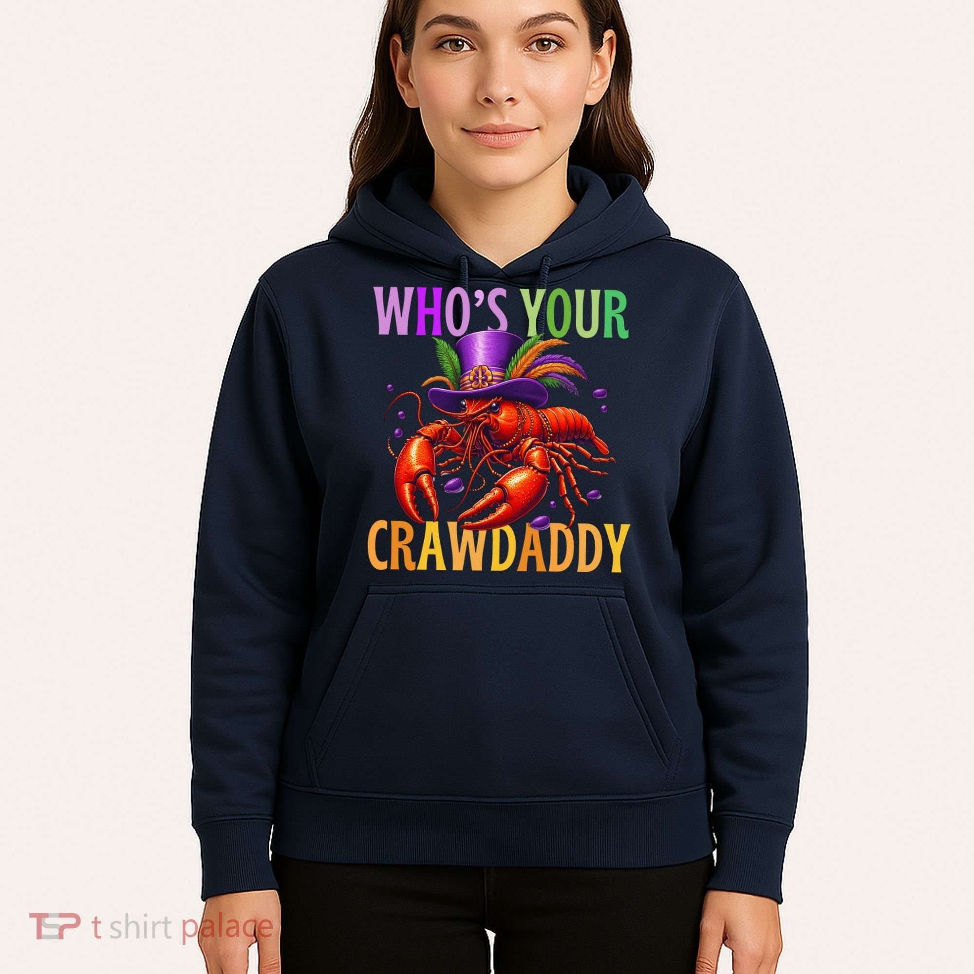 Funny Mardi Gras Crawfish With Beads And Feathers Hoodie