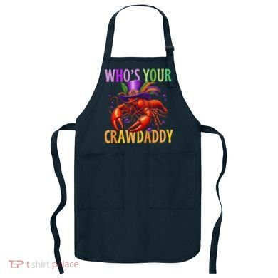 Funny Mardi Gras Crawfish With Beads And Feathers Apron