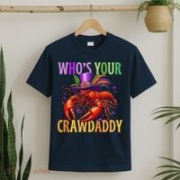 Funny Mardi Gras Crawfish With Beads And Feathers T-Shirt thumb 2
