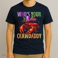Funny Mardi Gras Crawfish With Beads And Feathers T-Shirt thumb 3