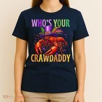 Funny Mardi Gras Crawfish With Beads And Feathers T-Shirt thumb 4