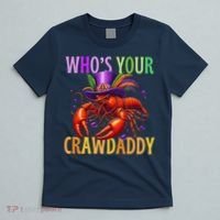 Funny Mardi Gras Crawfish With Beads And Feathers T-Shirt thumb 5