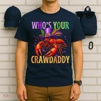 Funny Mardi Gras Crawfish With Beads And Feathers T-Shirt thumb 6