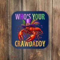 Funny Mardi Gras Crawfish With Beads And Feathers Coaster thumb 0