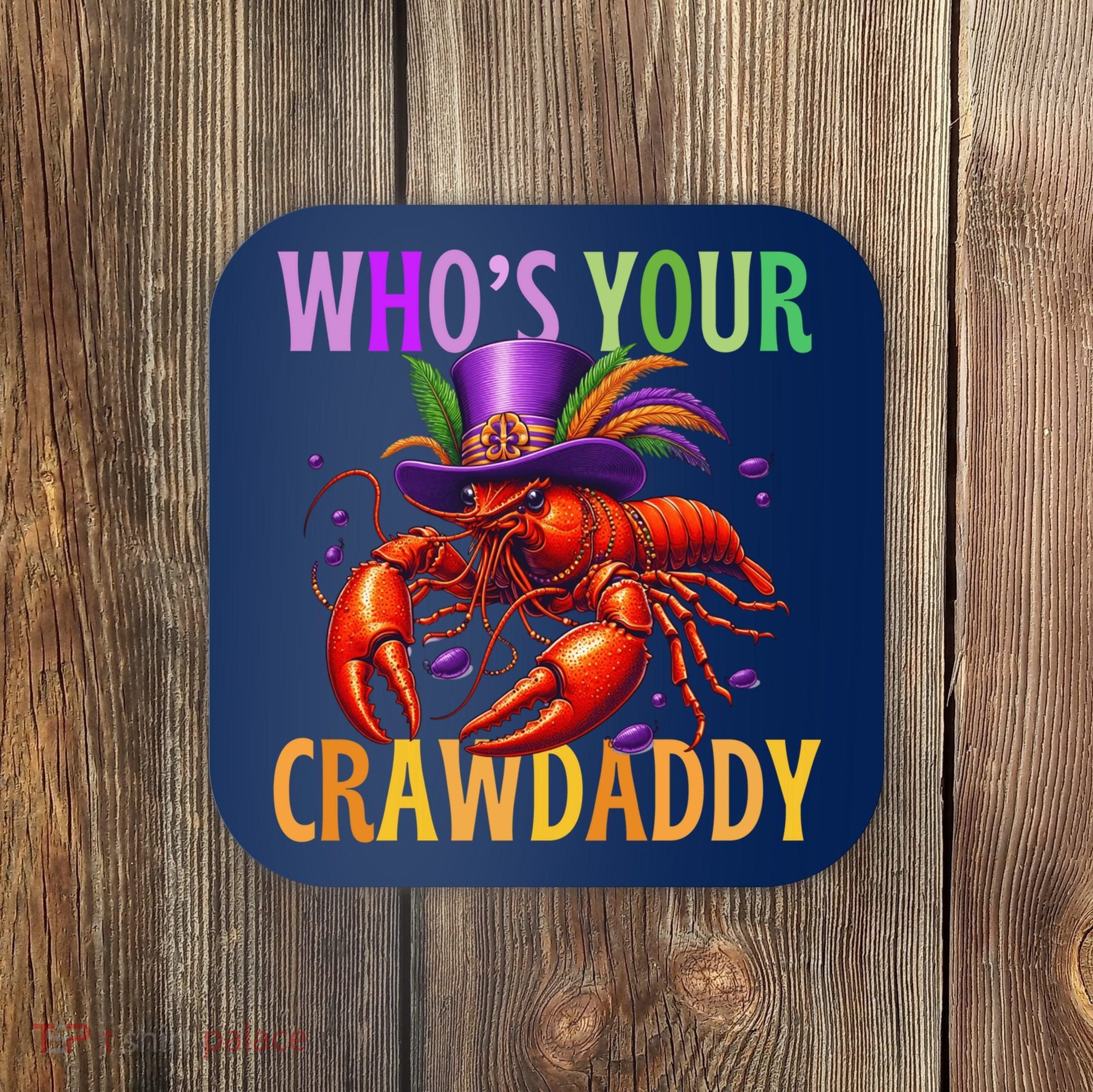 Funny Mardi Gras Crawfish With Beads And Feathers Coaster