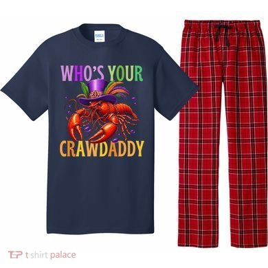 Funny Mardi Gras Crawfish With Beads And Feathers Pajama Set