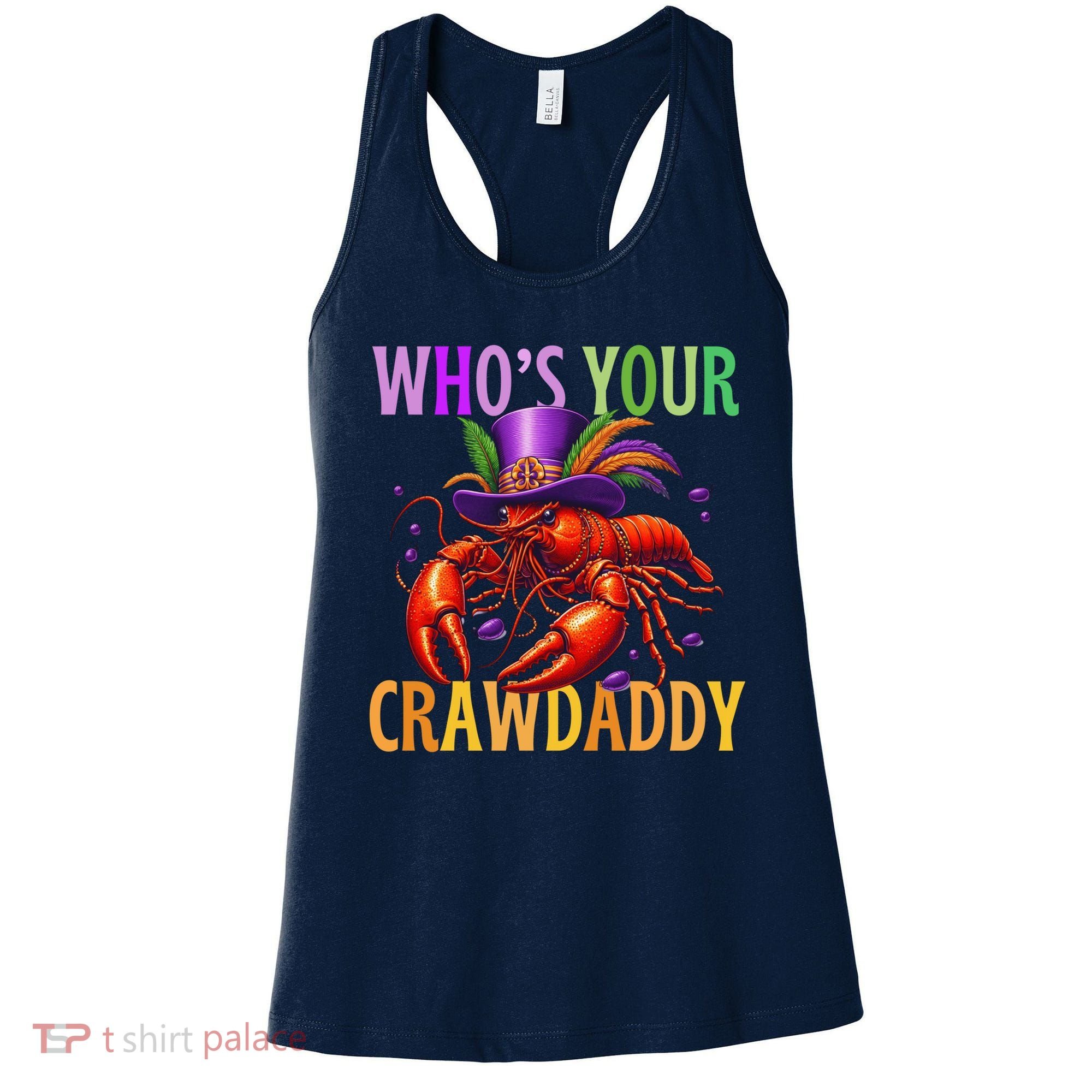 Funny Mardi Gras Crawfish With Beads And Feathers Women's Tank Top