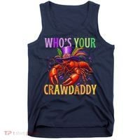 Funny Mardi Gras Crawfish With Beads And Feathers Tank Top thumb 0