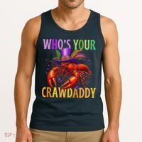Funny Mardi Gras Crawfish With Beads And Feathers Tank Top thumb 3