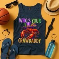 Funny Mardi Gras Crawfish With Beads And Feathers Tank Top thumb 4