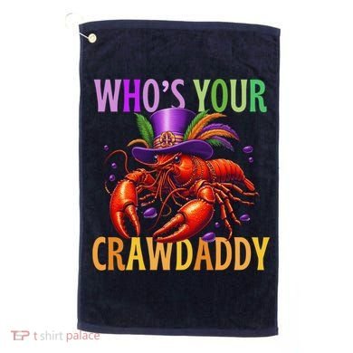 Funny Mardi Gras Crawfish With Beads And Feathers Golf Towel