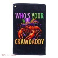 Funny Mardi Gras Crawfish With Beads And Feathers Golf Towel thumb 0