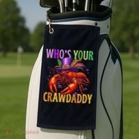 Funny Mardi Gras Crawfish With Beads And Feathers Golf Towel thumb 2