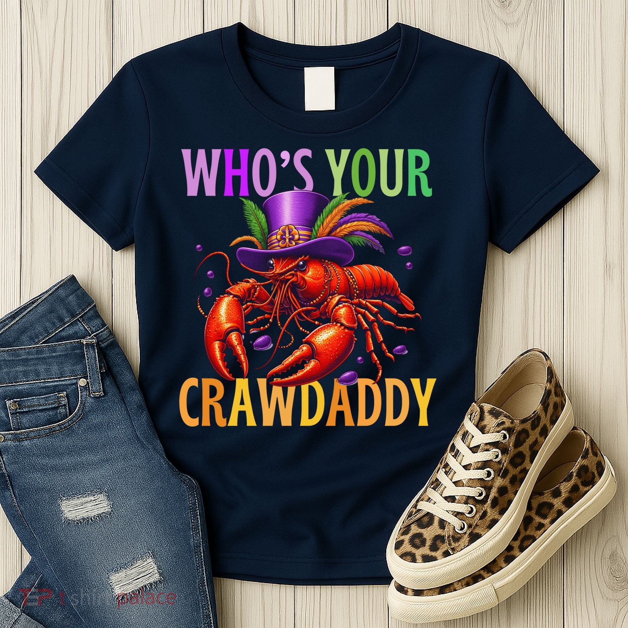Funny Mardi Gras Crawfish With Beads And Feathers Women's T-Shirt