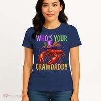 Funny Mardi Gras Crawfish With Beads And Feathers Women's T-Shirt thumb 4