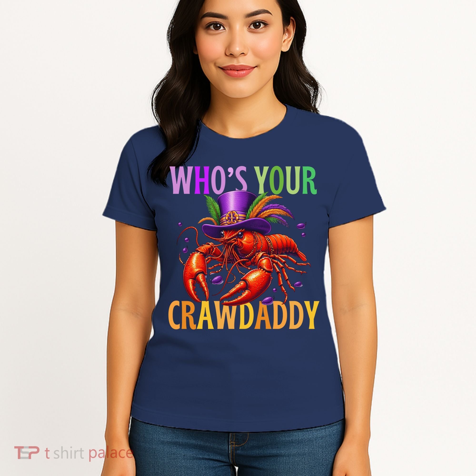 Funny Mardi Gras Crawfish With Beads And Feathers Women's T-Shirt