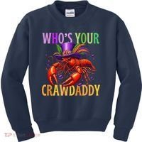 Funny Mardi Gras Crawfish With Beads And Feathers Kids Sweatshirt thumb 0