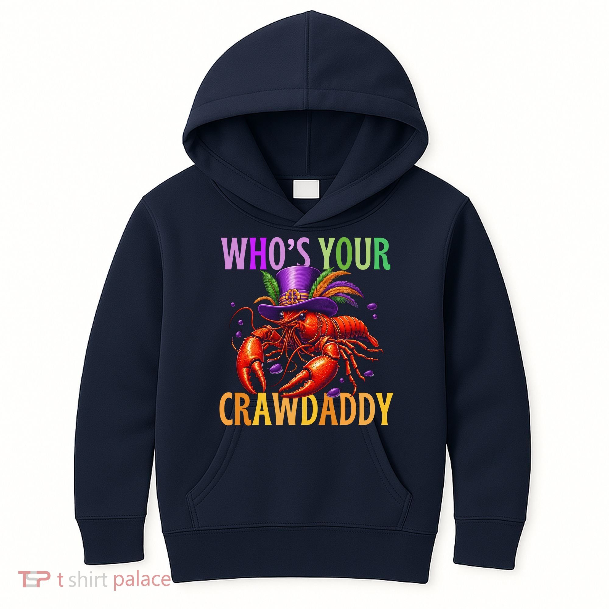 Funny Mardi Gras Crawfish With Beads And Feathers Kids Hoodie