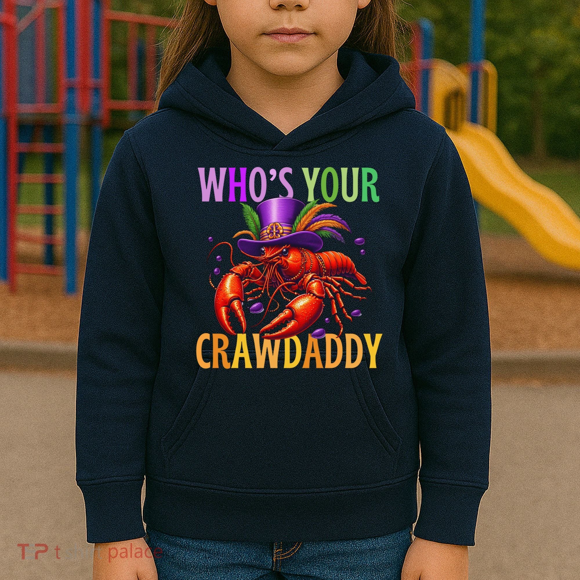 Funny Mardi Gras Crawfish With Beads And Feathers Kids Hoodie