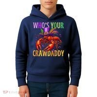 Funny Mardi Gras Crawfish With Beads And Feathers Kids Hoodie thumb 4
