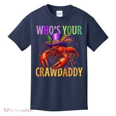 Funny Mardi Gras Crawfish With Beads And Feathers Kids T-Shirt