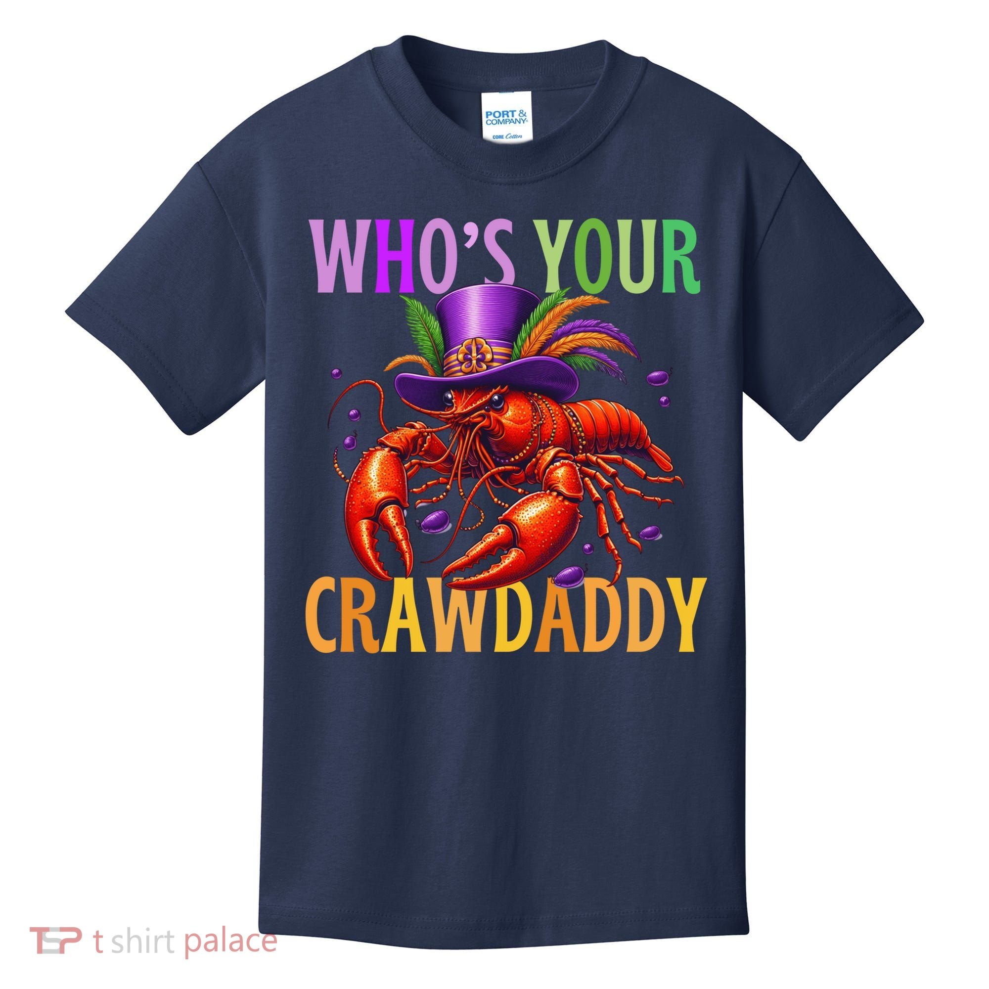 Funny Mardi Gras Crawfish With Beads And Feathers Kids T-Shirt