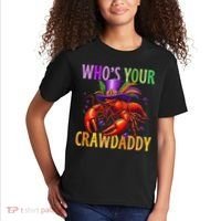 Funny Mardi Gras Crawfish With Beads And Feathers Kids T-Shirt thumb 2