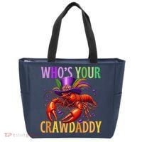 Funny Mardi Gras Crawfish With Beads And Feathers Tote Bag thumb 0