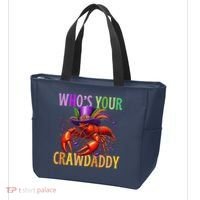 Funny Mardi Gras Crawfish With Beads And Feathers Tote Bag thumb 3