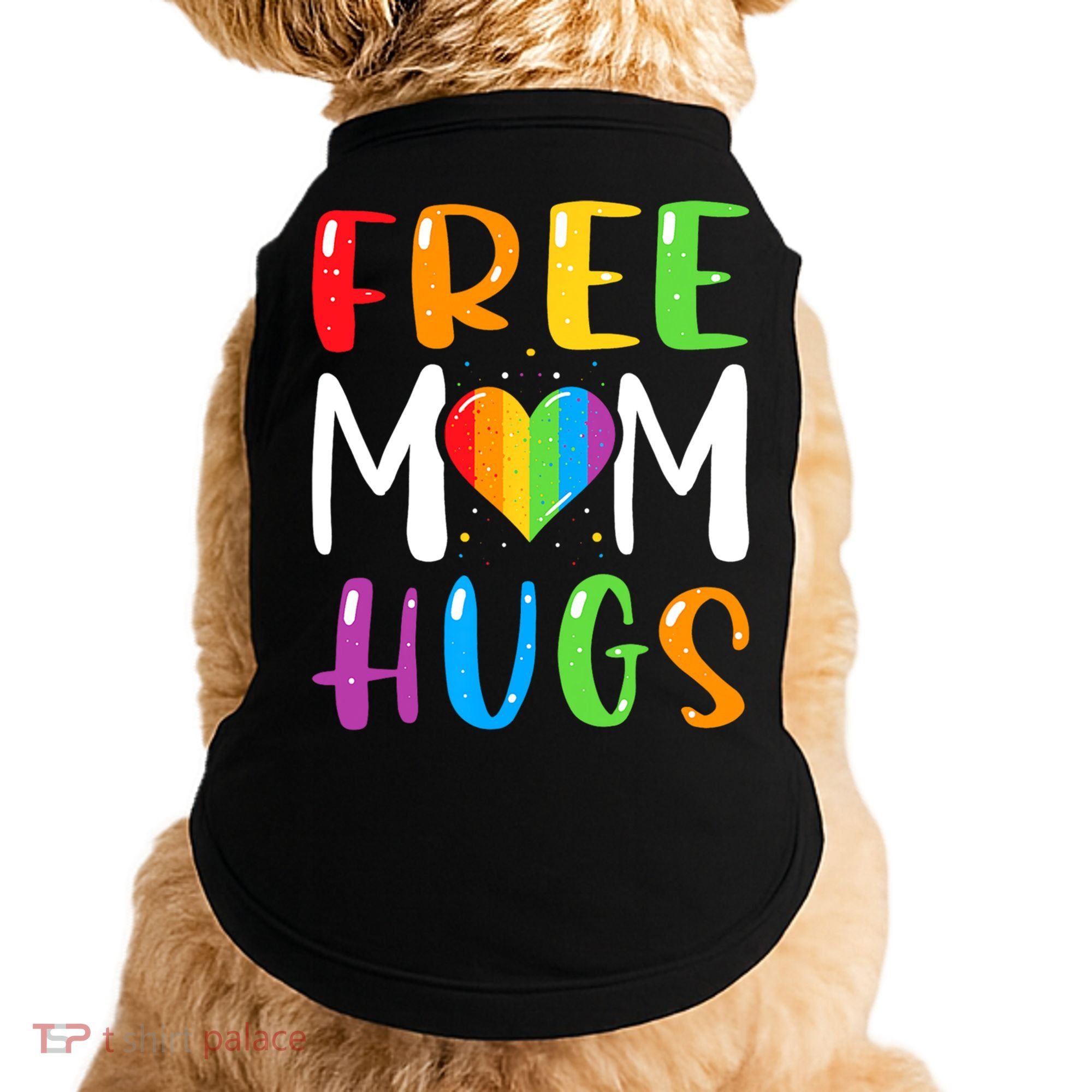 Free Mom Hugs Rainbow Heart Lgbt Pride Month Gift Doggie Tank