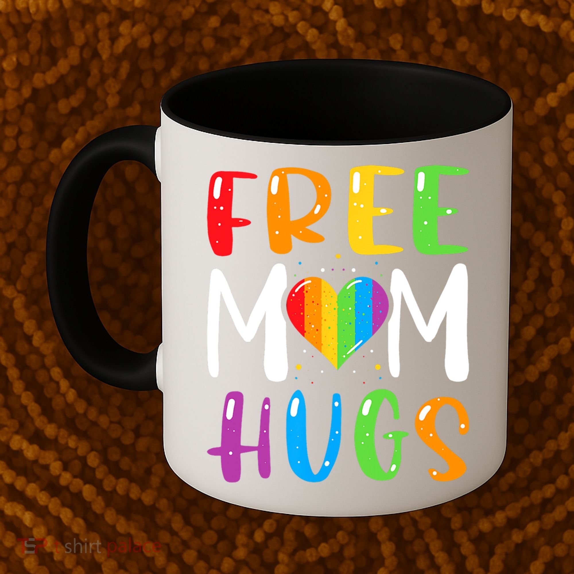 Free Mom Hugs Rainbow Heart Lgbt Pride Month Gift Coffee Mug