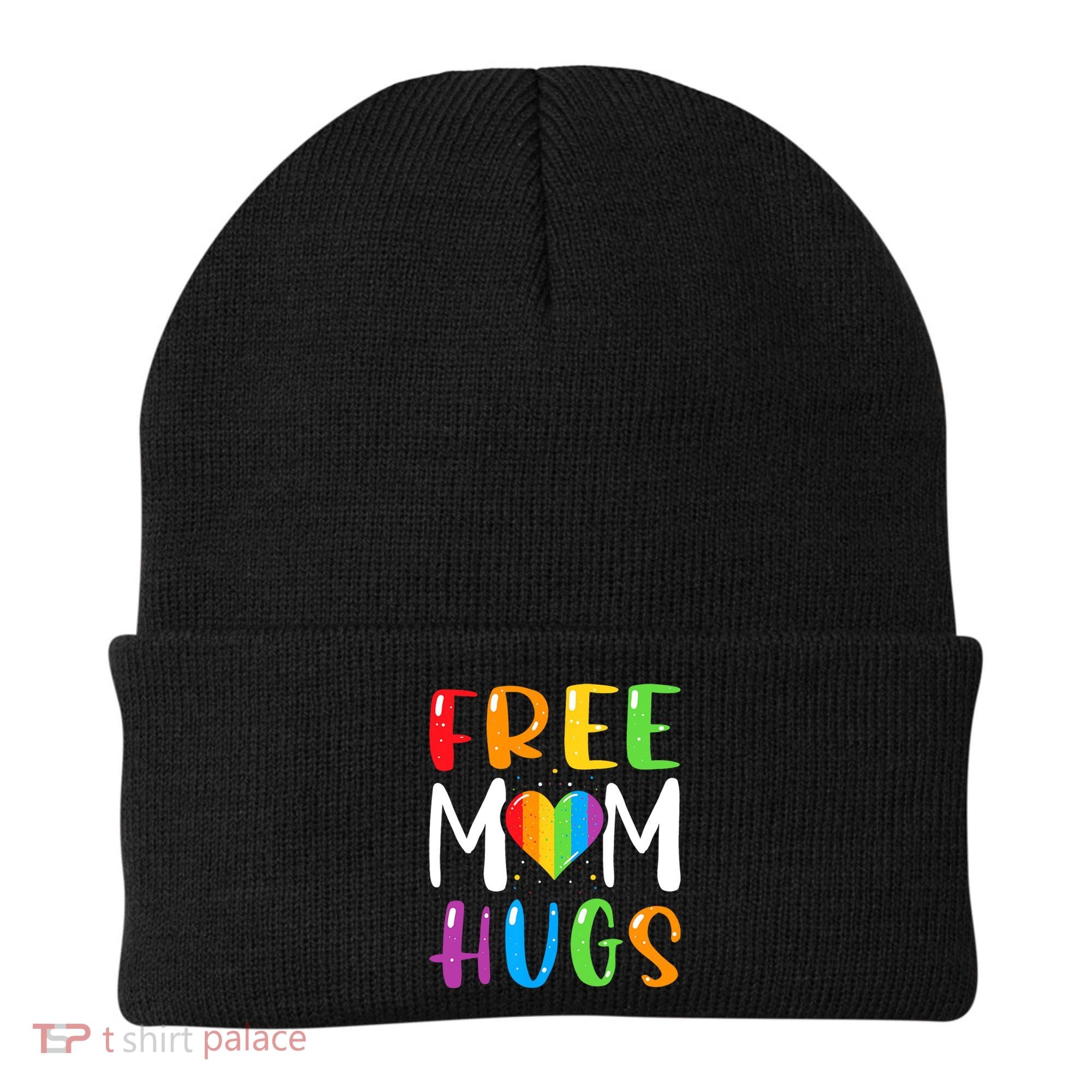 Free Mom Hugs Rainbow Heart Lgbt Pride Month Gift Beanie