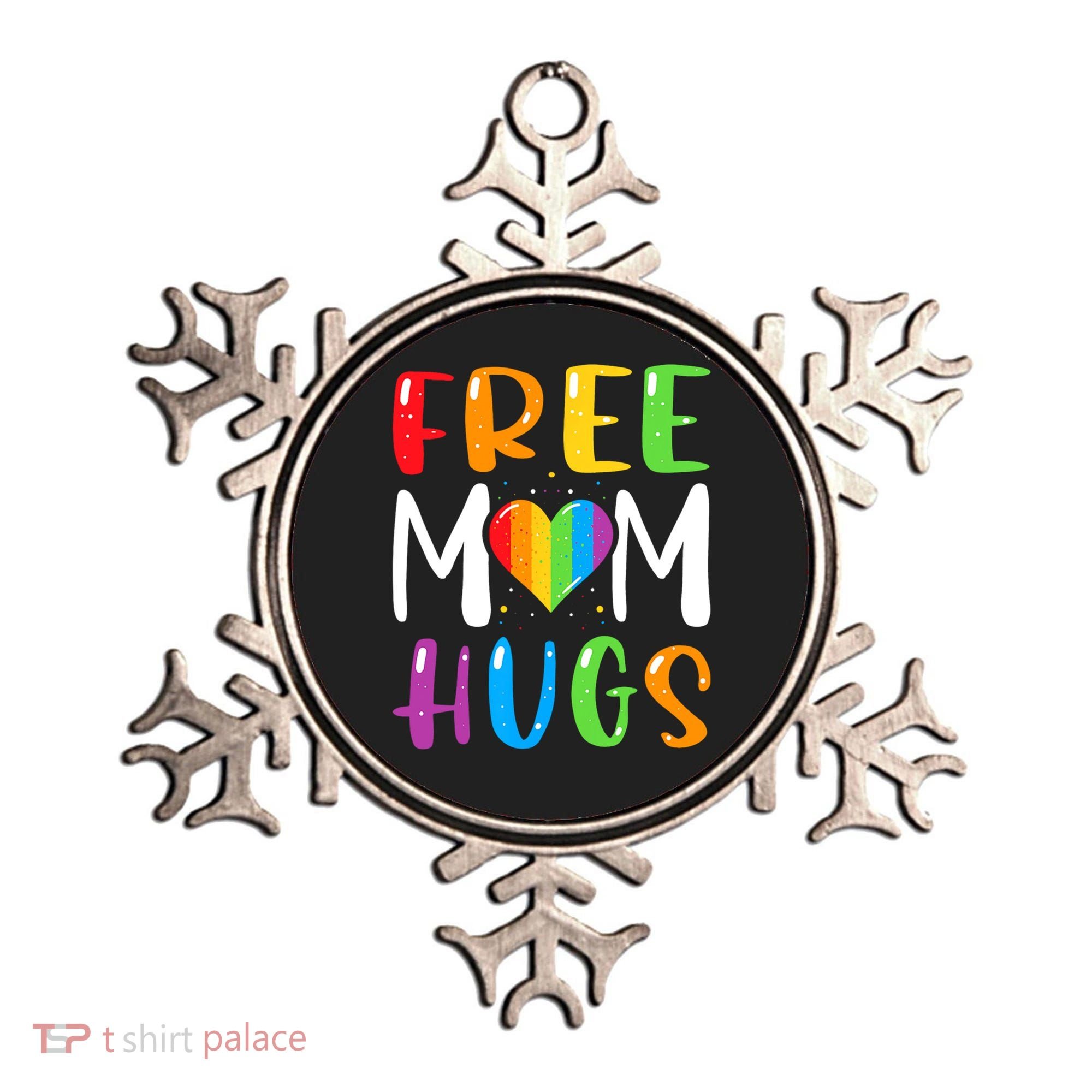 Free Mom Hugs Rainbow Heart Lgbt Pride Month Gift Ornament