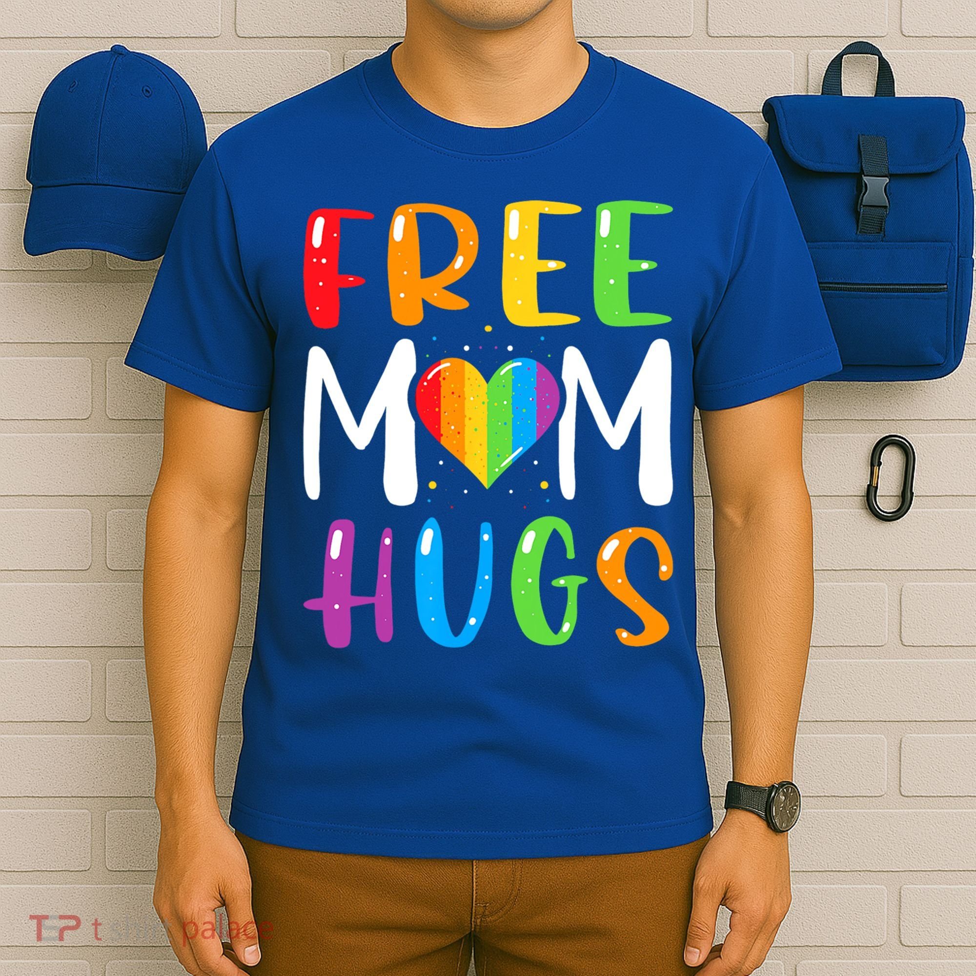 Free Mom Hugs Rainbow Heart Lgbt Pride Month Gift T-Shirt