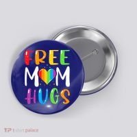 Free Mom Hugs Rainbow Heart Lgbt Pride Month Gift Button thumb 0
