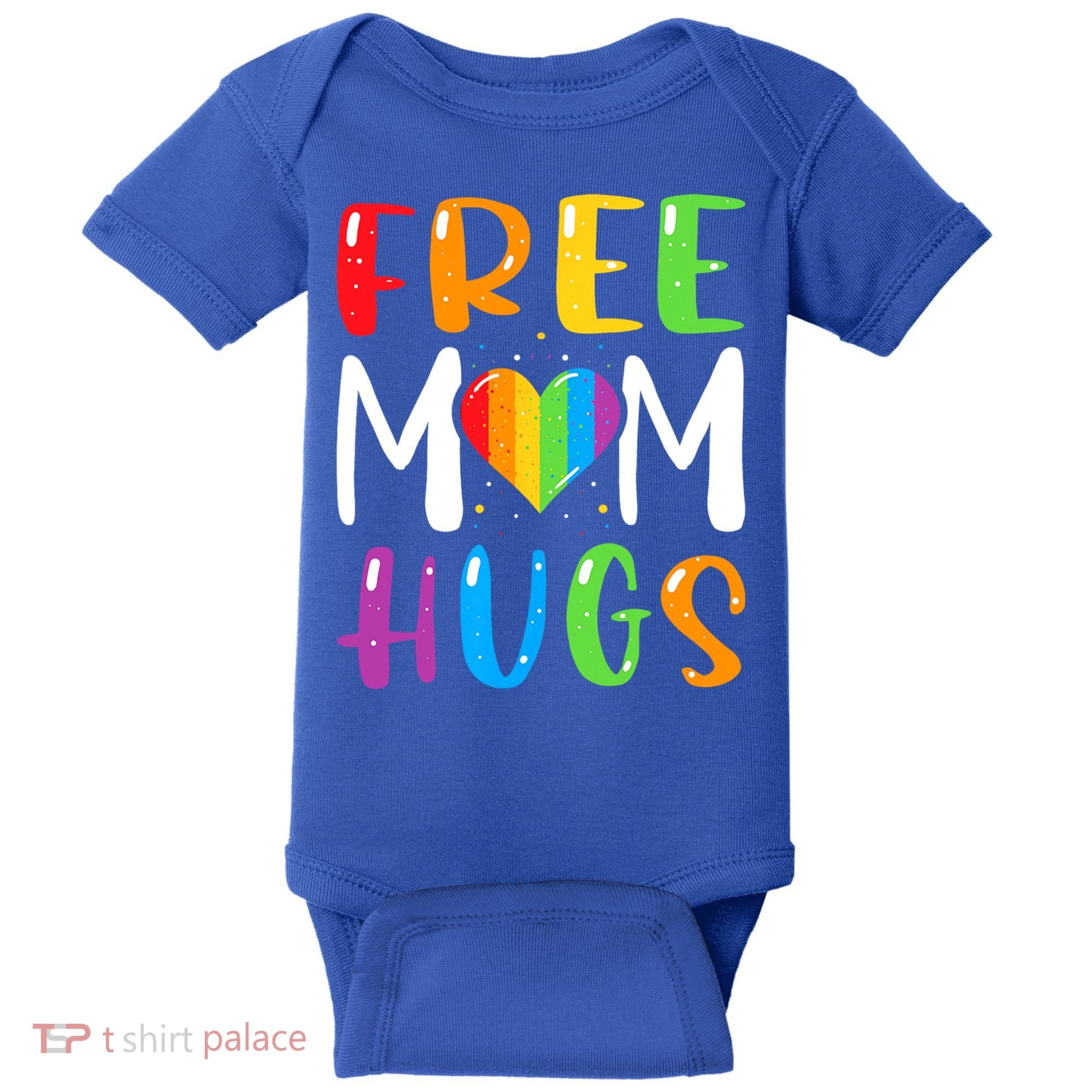 Free Mom Hugs Rainbow Heart Lgbt Pride Month Gift Baby Bodysuit