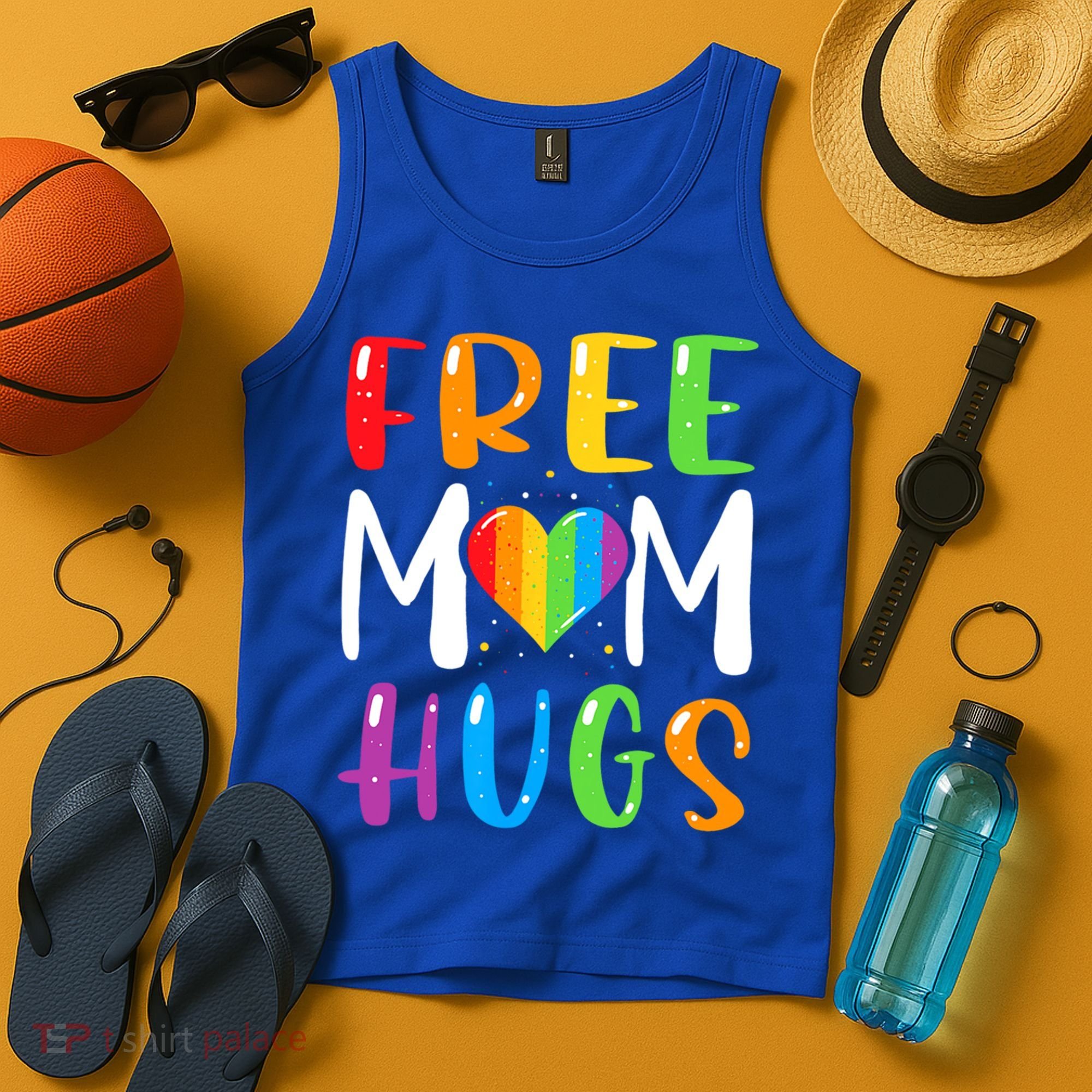 Free Mom Hugs Rainbow Heart Lgbt Pride Month Gift Tank Top