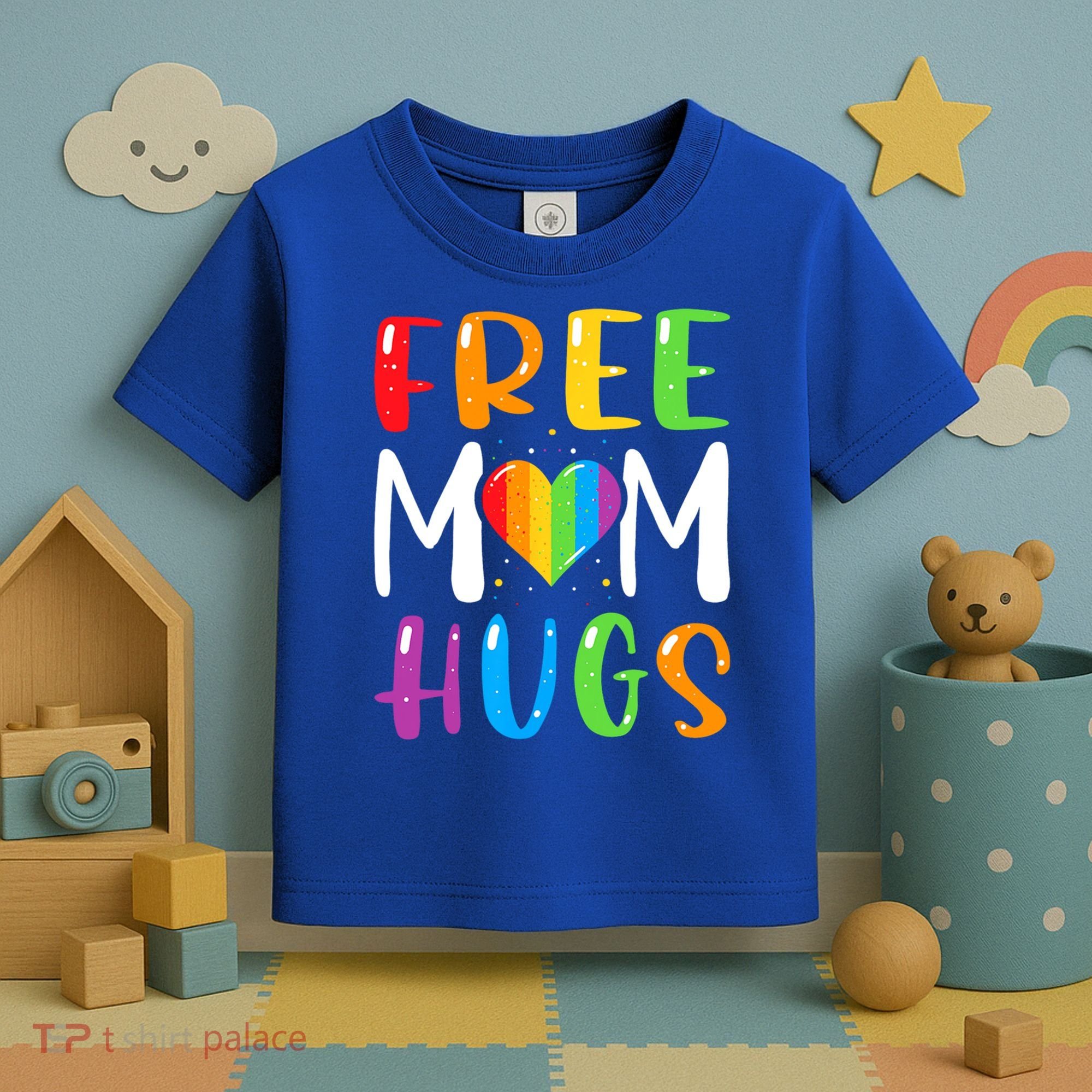 Free Mom Hugs Rainbow Heart Lgbt Pride Month Gift Toddler T-Shirt