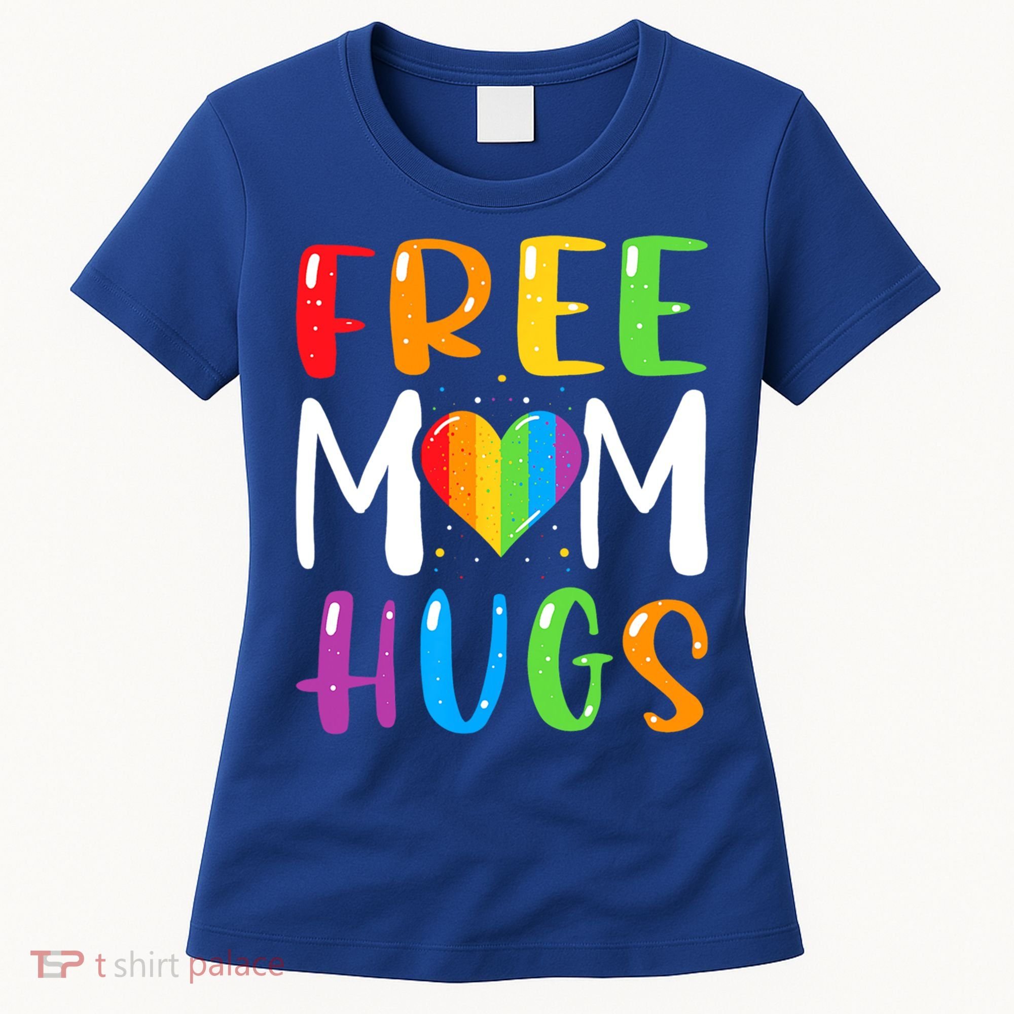 Free Mom Hugs Rainbow Heart Lgbt Pride Month Gift Women's T-Shirt
