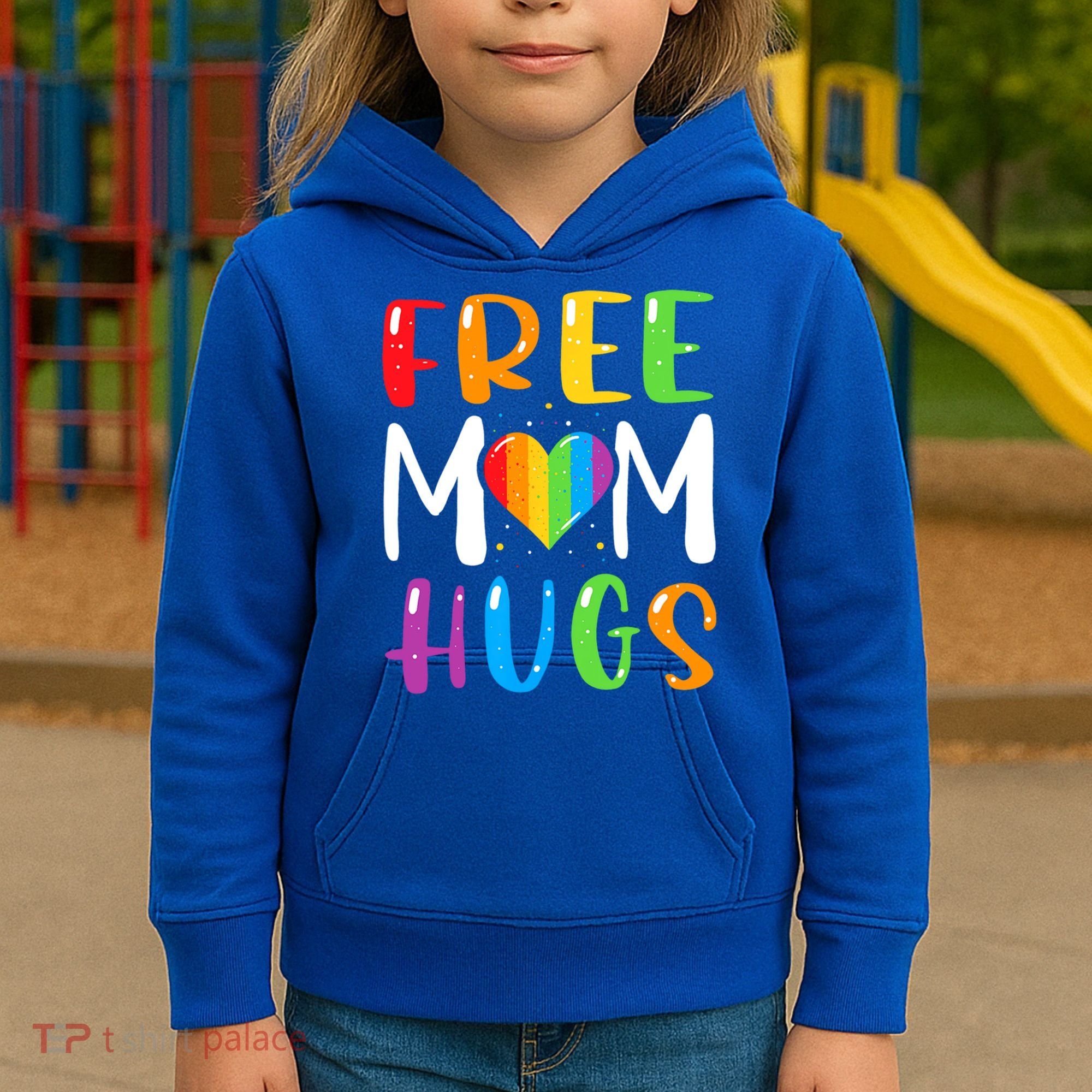 Free Mom Hugs Rainbow Heart Lgbt Pride Month Gift Kids Hoodie