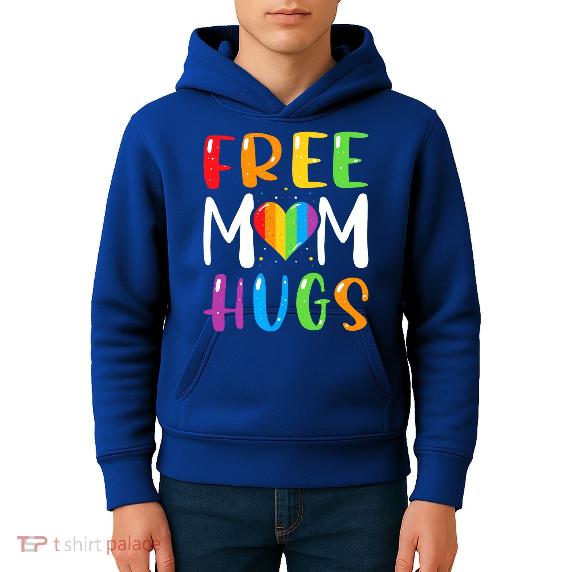 Free Mom Hugs Rainbow Heart Lgbt Pride Month Gift Kids Hoodie