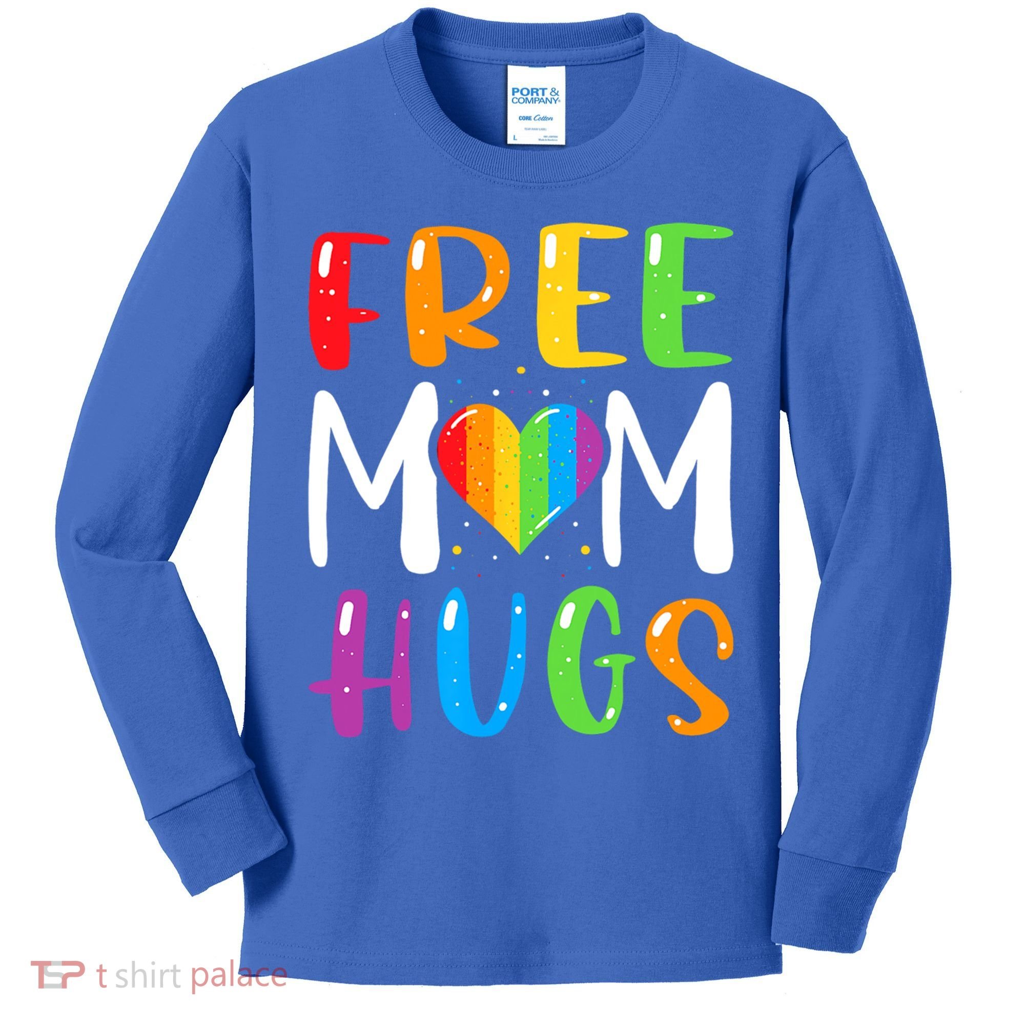 Free Mom Hugs Rainbow Heart Lgbt Pride Month Gift Kids Long Sleeve Shirt