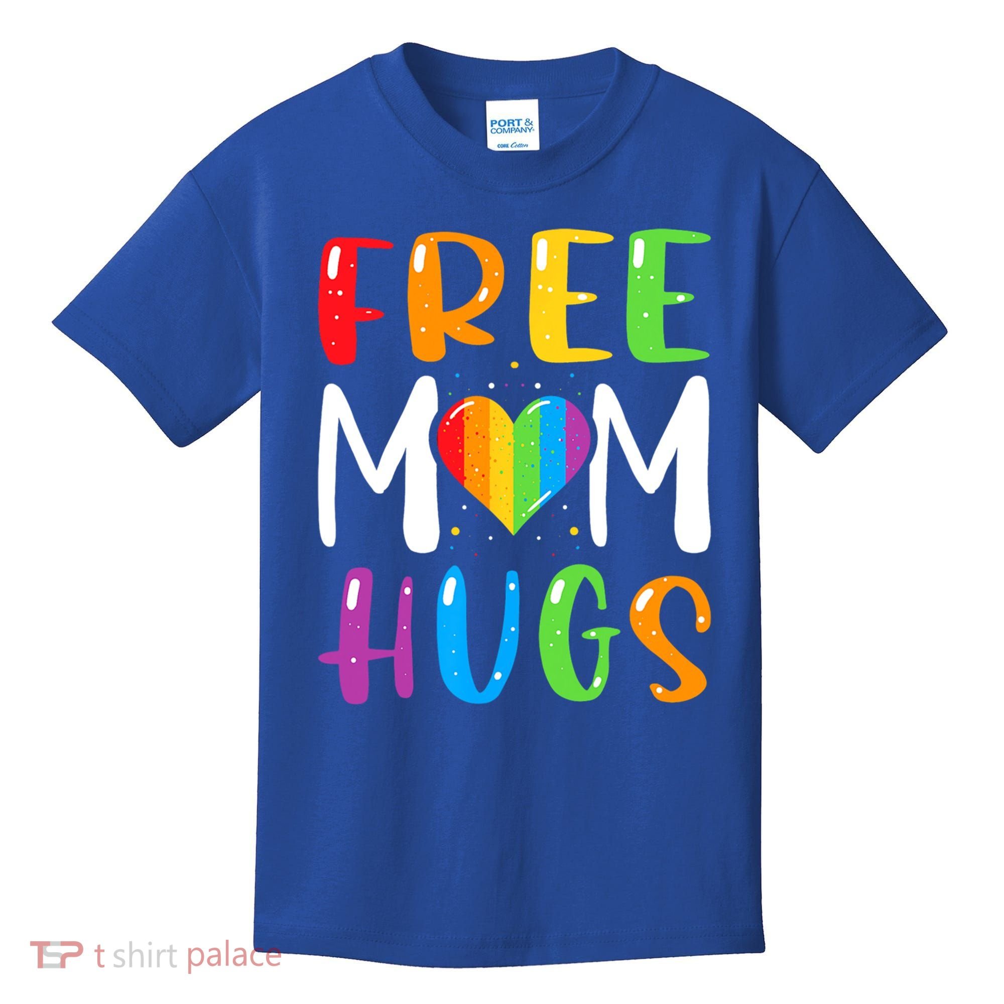 Free Mom Hugs Rainbow Heart Lgbt Pride Month Gift Kids T-Shirt