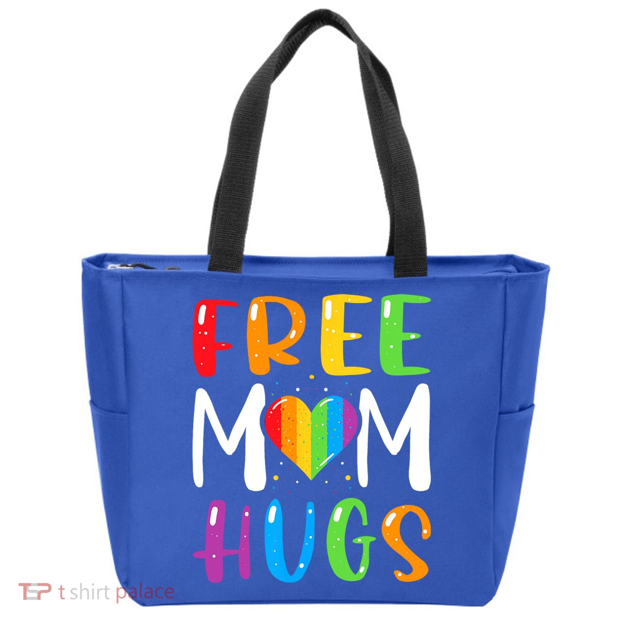 Free Mom Hugs Rainbow Heart Lgbt Pride Month Gift Tote Bag